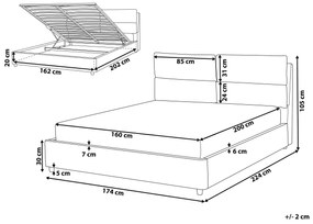 Zamatová posteľ s úložným priestorom 160 x 200 cm béžová BATILLY Beliani