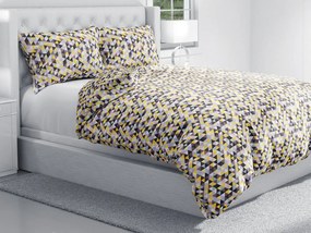 Biante Bavlnené posteľné obliečky Sandra SA-218 Žlto-hnedo-ružové trojuholníčky Jednolôžko 140x200 a 70x90 cm