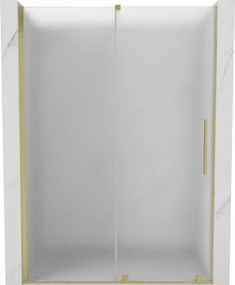 Mexen Velar, posuvné sprchové dvere do otvoru 160 cm, 8mm sklo námraza, zlatá matná, 871-160-000-31-55