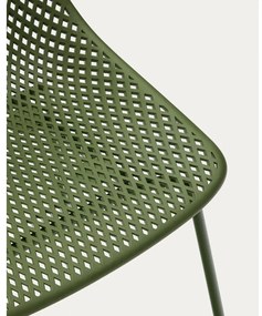 Tmavozelená kovová záhradná stolička Quinby – Kave Home