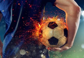 Fototapeta - Futbalová lopta v ohni (147x102 cm)