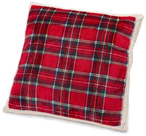 Károvaný plyšový dekoračný vankúšik
