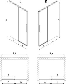 Mexen Rox, posuvné sprchové dvere 160 cm, číre sklo, zlatý profil, 8C2-160-000-50-00