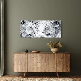Obraz - Kreslené levie hlavy (120x50 cm)
