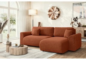 Rozkladacia rohová pohovka v tehlovooranžovej farbe (variabilná) Lorine – Ropez