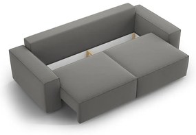 Svetlosivá zamatová rozkladacia/s úložným priestorom pohovka 247 cm Jodie – Micadoni