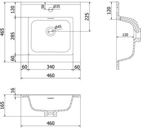 Mexen Otis, umývadlo na zapustenie 46 x 46,5 cm, čierna matná, 25184571