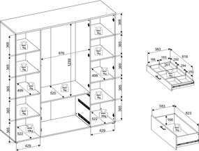 Šatníková skriňa so zrkadlami Vesala, 180 cm, biela