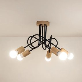 Prisadený luster OXFORD 5xE27/15W/230V borovica/čierna