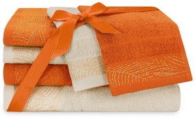 Oranžové/béžové froté bavlnené uteráky a osušky v súprave 6 ks Bellis – Restilo