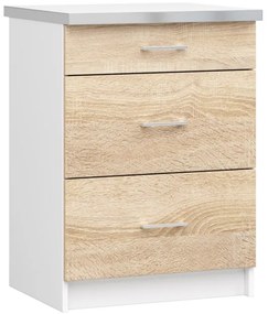 Spodná kuchynská skrinka s doskou LIMA S60 SZ3 biela / dub sonoma