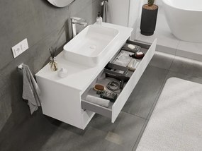 Mexen Rivel, kúpeľňová skrinka pod umývadlo 120 cm, 2 zásuvky, drážkovaná, biela matná, 91A20-12047-2-BFF01