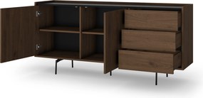 Elegantná komoda Zenar 170 cm so zásuvkami - orech / čierna
