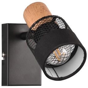 Nástenné svietidlo v čiernej a prírodnej farbe ø 7 cm Nandini – Trio