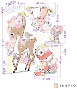 Nálepka na stenu - Floral animals