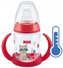 Dojčenská fľaša na učenie NUK s kontrolou teploty 150 ml červená