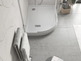 Mexen Flow+, štvrťkruhová asymetrická sprchová vanička, pravá, 100 x 80 cm, biela lesklá, 46Q108010RH