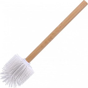 Erga Bambo, náhradná WC kefa so silikónovou hlavou a bambusovou rúčkou, 34 cm, biela / bambus, ERG-YKA-V.WCZ-BAMBO-WHT-SILKA