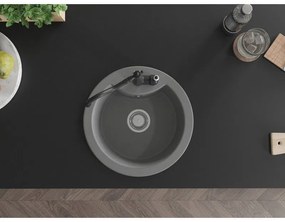 Mexen Diego, granitový drez 488x488x167 mm, 1-komorový a drezová batéria Carla, šedá, 6512-71-670700-70