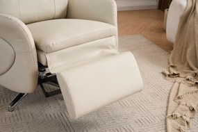 VASHOME Elektrický relaxačný kreslo s nastaviteľným operadlom a podnožkou, s USB nabíjačkou, Béžová