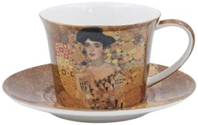 HOME ELEMENTS Porcelánový hrnček 250 ml, s podšálkou, Klimt, Adele
