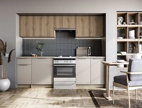 Kuchyňa 240 cm Tinia (orech + kašmír + dub sonoma). Vlastná spoľahlivá doprava až k Vám domov. 1049573