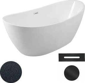 Besco Akrylátová voľne stojaca vaňa Ayla Glam G 170x80 BESCO-Typ výpuste: Click-Clack s prepadom, chróm, BESCO-Rozmery: 170x80, BESCO-Farba: Biela/gr…