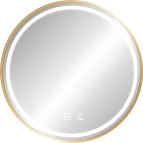 Rea Zrkadlo ⌀60 cm s vyhrievaním a regulovateľným LED osvetlením HOM-05506, brúsená zlatá