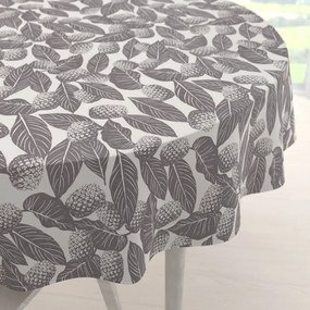 Biante Bavlnený okrúhly obrus Sandra SA-511 Sivé ananásy na bielom Ø 80 cm