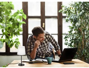 Čierno-biela stolová lampa s textilným tienidlom (výška 30 cm) Eve – Fischer &amp; Honsel