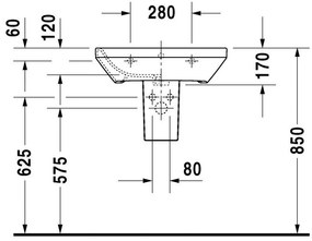 DURAVIT DuraStyle závesné umývadlo s otvorom, s prepadom, 600 mm x 440 mm, 2319600000