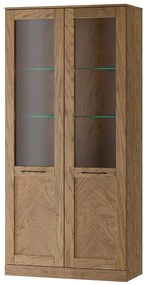 Vitrína Cozy 12 z masivu s LED osvětlením 95 cm dub Rustikal