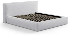 Svetlosivá čalúnená dvojlôžková posteľ s úložným priestorom s roštom 200x200 cm Simon Olivia – Micadoni