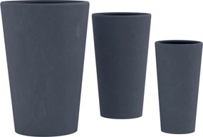 Sada 3 ks kvetináčov 3 round - antracitová