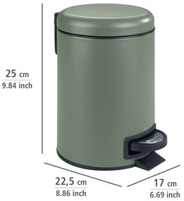 Wenko Pedálový odpadkový kôš Leman 3 l, tmavozelená, 3 l