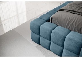 Modrá čalúnená dvojlôžková posteľ s úložným priestorom s roštom 140x200 cm Dizzle – ELTAP