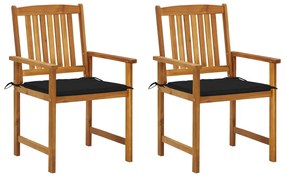 Záhradné stoličky s podložkami 2 ks, akáciový masív 3061181