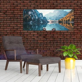 Obraz - Lode na jazere Braies (120x50 cm)