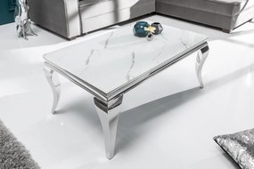 Dizajnový konferenčný stolík Rococo 100 cm strieborný - mramor