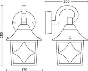Philips 1747742PN - Vonkajšie nástenné svietidlo CAMBRIDGE 1xE27/60W/230V IP44