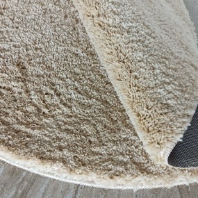 DY Béžový okrúhly shaggy koberec Camel Rozmer: 80 cm