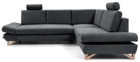 Rozkladacia rohová čalúnená sedacia súprava AVESTA, pravá, s úložným priestorom do tvaru L, antracit
