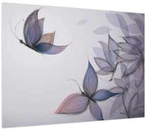 Sklenený obraz - Kreslené motýle (70x50 cm)
