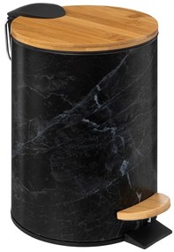 Odpadkový kôš Lea Black, čierna/s drevenými prvkami, 25x16,8x16,8 cm