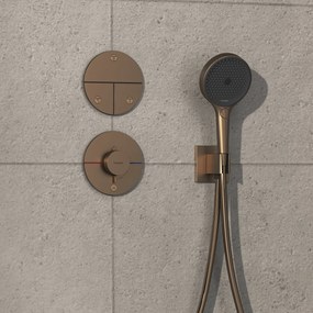Hansgrohe ShowerSelect Comfort S, termostat pod omietku pre 1 spotrebič a ďalší výtok, kartáčovaný bronz, HAN-15562140