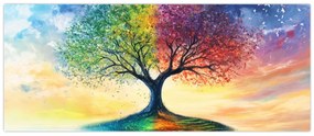 Obraz – Maľovaný strom ročných období (120x50 cm)