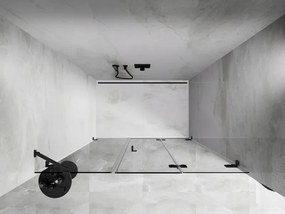 Mexen Lunar-F, pravé sklápacie sprchové dvere 145 cm, 8mm číre sklo, grafitový profil, 836S-145-050-95-00-P
