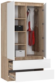 Šatníková skriňa Star 90 cm dub sonoma/biela