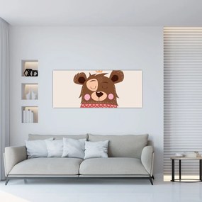 Obraz - Medvedík s červeným šálom (120x50 cm)