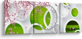 Obraz - Mólo nad jazerom (s hodinami) (90x30 cm)